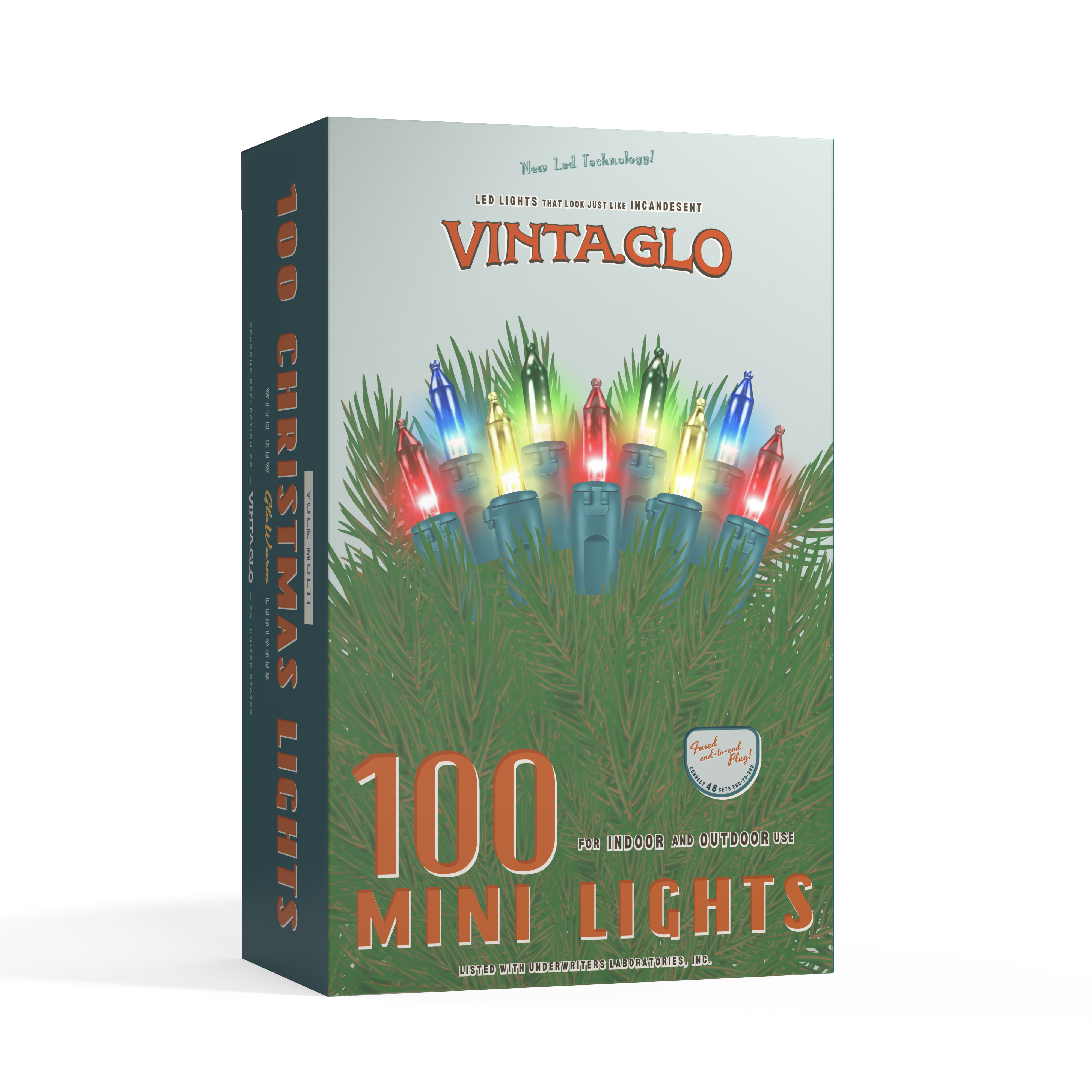 VintaGlo 100ct mini LED Christmas Light Set - Yule Multi with Green Wire image 0